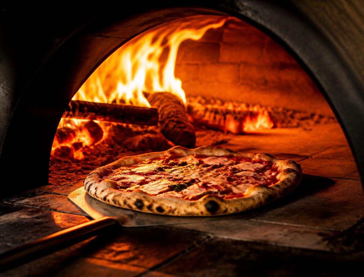 Pizza enfournée dans le four de Vite et Bien