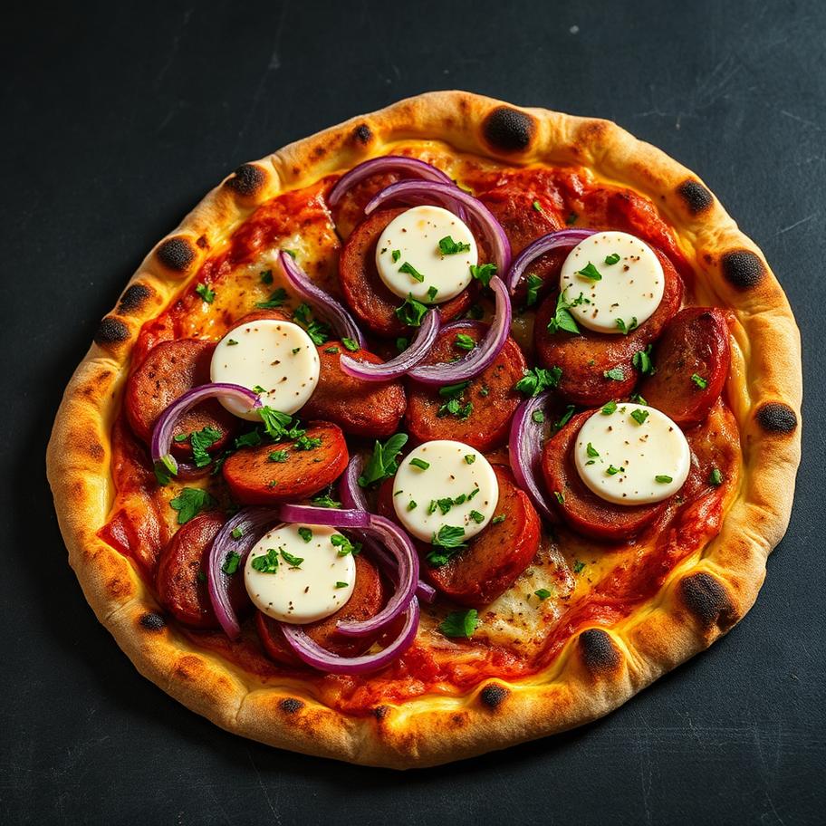 Pizza Pizza Spécial Chef — Merguez, Oignons, Persillade