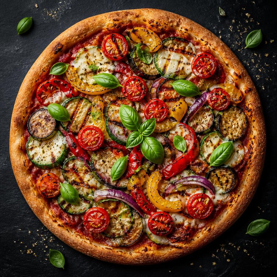 Pizza Pizza la Végétarienne — Sauce tomate, Champignons, Courgettes